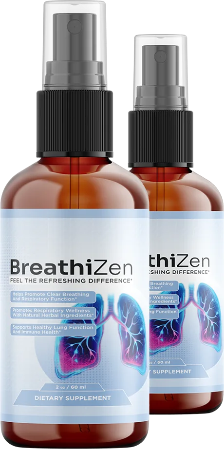 Two BreathiZen oral spray bottles, 2 fl oz amber glass dietary supplement